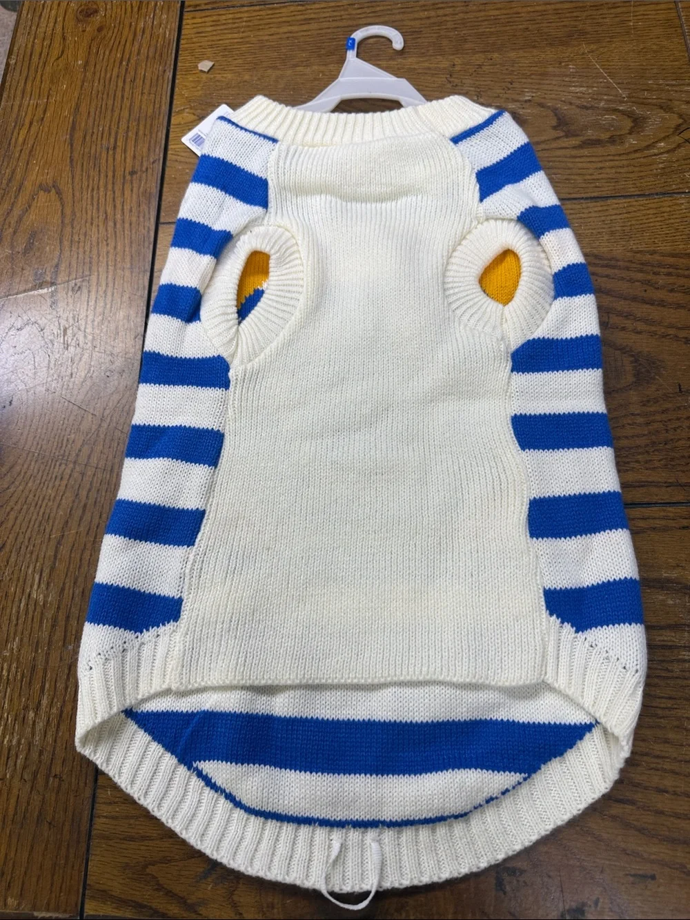 Top Paw Blue, White & Yellow Striped Dog Sweater with Smiley